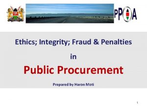 Ethics Integrity Fraud Penalties in Public Procurement Prepared