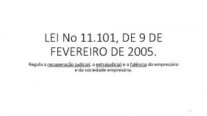 LEI No 11 101 DE 9 DE FEVEREIRO