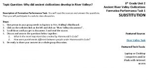 Topic Question Why did ancient civilizations develop in