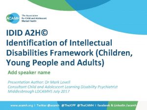 IDID A 2 H Identification of Intellectual Disabilities