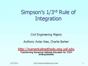 Simpsons 13 rd Rule of Integration Civil Engineering