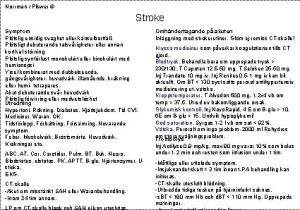 Norrman Pikwer Stroke Symptom Pltslig ensidig svaghet eller