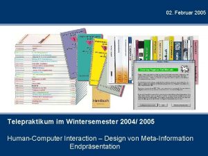 02 Februar 2005 Handbuch Telepraktikum im Wintersemester 2004