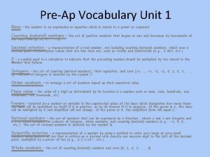 PreAp Vocabulary Unit 1 Base the number in