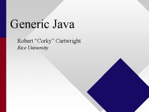 Generic Java Robert Corky Cartwright Rice University Motivation