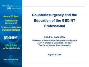 Counterinsurgency and the Education of the GEOINT Professional