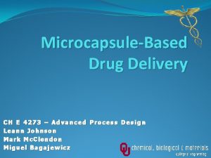 MicrocapsuleBased Drug Delivery CH E 4273 Advanced Process