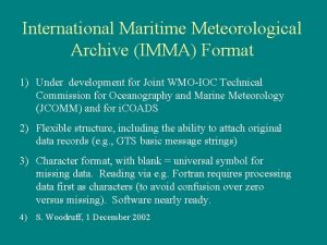 International Maritime Meteorological Archive IMMA Format 1 Under