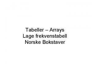 Tabeller Arrays Lage frekvenstabell Norske Bokstaver Tabeller en