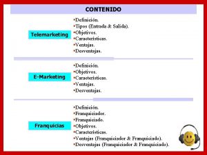 CONTENIDO Definicin Tipos Entrada Salida Telemarketing Objetivos Caractersticas