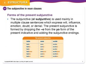 Forms of the present subjunctive The subjunctive el