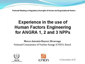 Technical Meeting on Regulatory Oversight of Human and