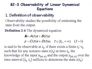 2 3 Observability of Linear Dynamical Equations 1