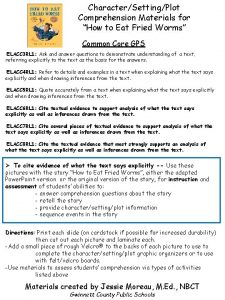 CharacterSettingPlot Comprehension Materials for How to Eat Fried