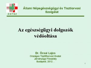 NTSZ llami Npegszsggyi s Tisztiorvosi Szolglat Az egszsggyi