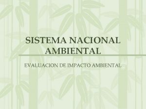 SISTEMA NACIONAL AMBIENTAL EVALUACION DE IMPACTO AMBIENTAL MARCO
