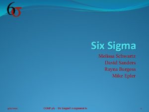 Six Sigma Melissa Schwartz David Sanders Rayna Burgess