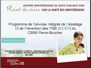 Programme de Services Intgrs de Dpistage Et de