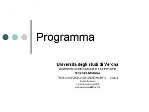 Programma Universit degli studi di Verona Dipartimento Scienze
