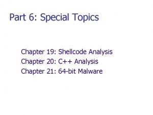 Part 6 Special Topics Chapter 19 Shellcode Analysis