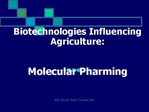 Biotechnologies Influencing Agriculture Molecular Pharming Betty Ikawati Rahmi