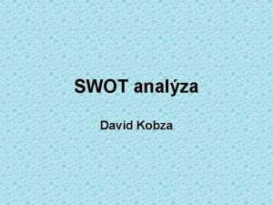 SWOT analza David Kobza Co analyzujeme Strenghts siln