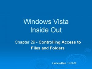 Windows Vista Inside Out Chapter 29 Controlling Access