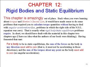 CHAPTER 12 Rigid Bodies and Static Equilibrium This
