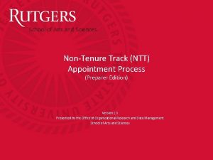 NonTenure Track NTT Appointment Process Preparer Edition Version