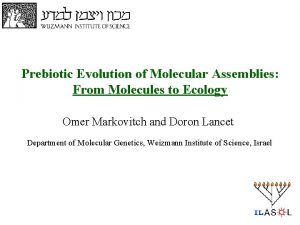 Prebiotic Evolution of Molecular Assemblies From Molecules to