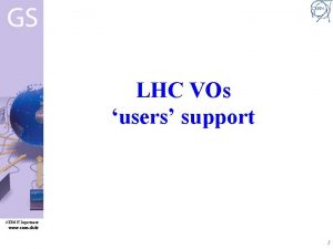 LHC VOs users support CERN IT Department www