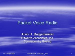 Packet Voice Radio Alvin H Burgemeister Btwelve Associates