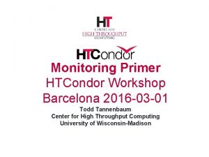 Monitoring Primer HTCondor Workshop Barcelona 2016 03 01