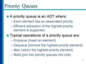 Priority Queues n A priority queue is an