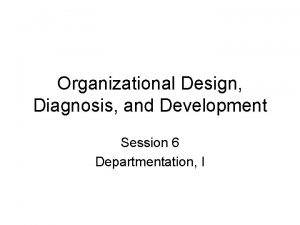 Organizational Design Diagnosis and Development Session 6 Departmentation