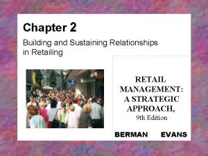 Chapter 2 Building and Sustaining Relationships in Retailing