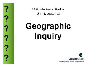 6 th Grade Social Studies Unit 1 Lesson