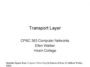 Transport Layer CPSC 363 Computer Networks Ellen Walker