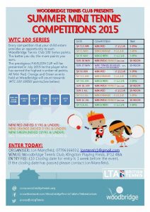 WOODBRIDGE TENNIS CLUB PRESENTS SUMMER MINI TENNIS COMPETITIONS