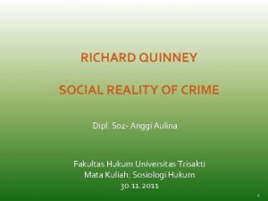RICHARD QUINNEY SOCIAL REALITY OF CRIME Dipl Soz