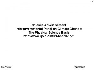 1 Science Advertisement Intergovernmental Panel on Climate Change