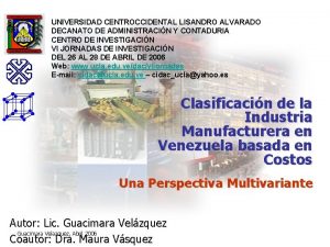 UNIVERSIDAD CENTROCCIDENTAL LISANDRO ALVARADO DECANATO DE ADMINISTRACIN Y