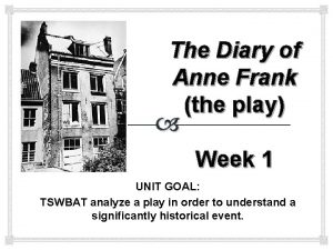 The Diary of Anne Frank the play Week