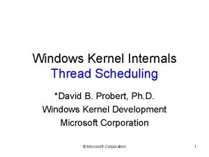 Windows Kernel Internals Thread Scheduling David B Probert
