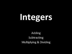 Integers Adding Subtracting Multiplying Dividing Integers Pretest Go