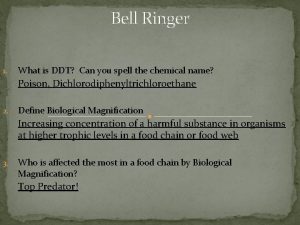 Bell Ringer 1 What is DDT Can you