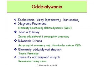 Oddziaywania v Zachowanie liczby leptonowej i barionowej v