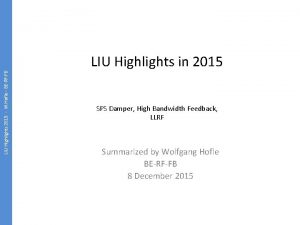 LIU Highlights 2015 W Hofle BERFFB LIU Highlights