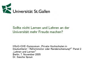 Sollte nicht Lernen und Lehren an der Universitt