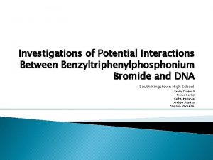 Investigations of Potential Interactions Between Benzyltriphenylphosphonium Bromide and